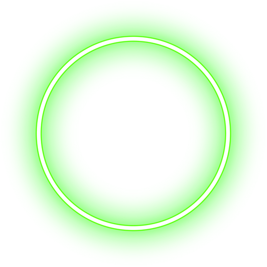 Neon circle ring glowing in green light